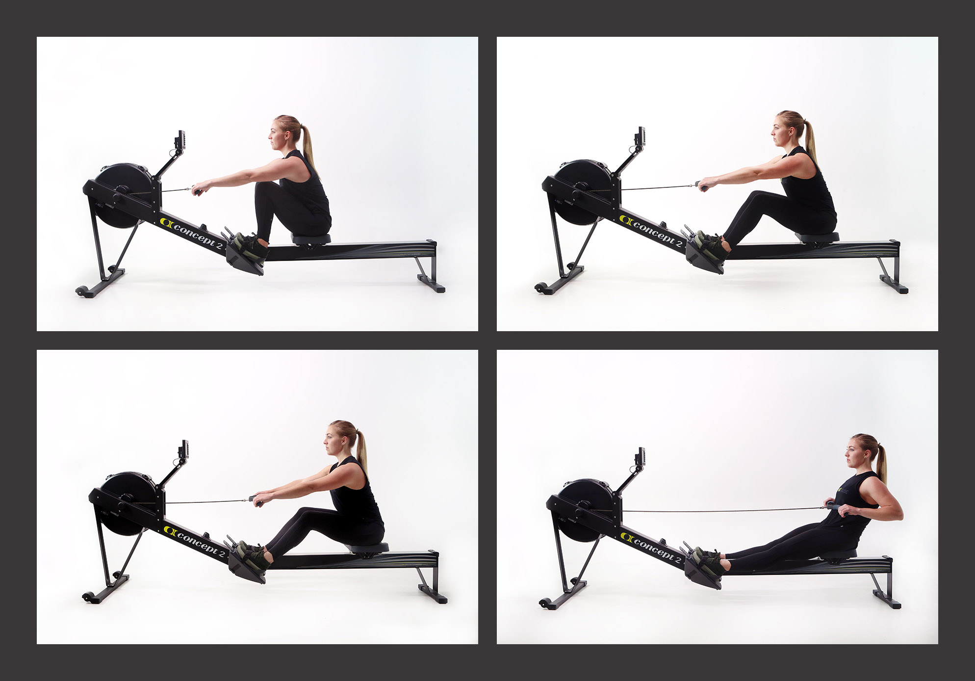 XPRO Caley performing proper rower form in four steps